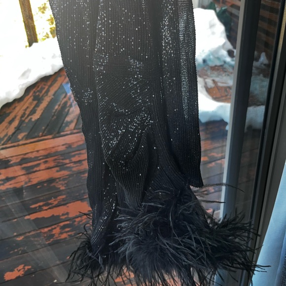 Lavish Alice: Feather-Trimmed Sequined Minidress (NWT) - Picture 12 of 17